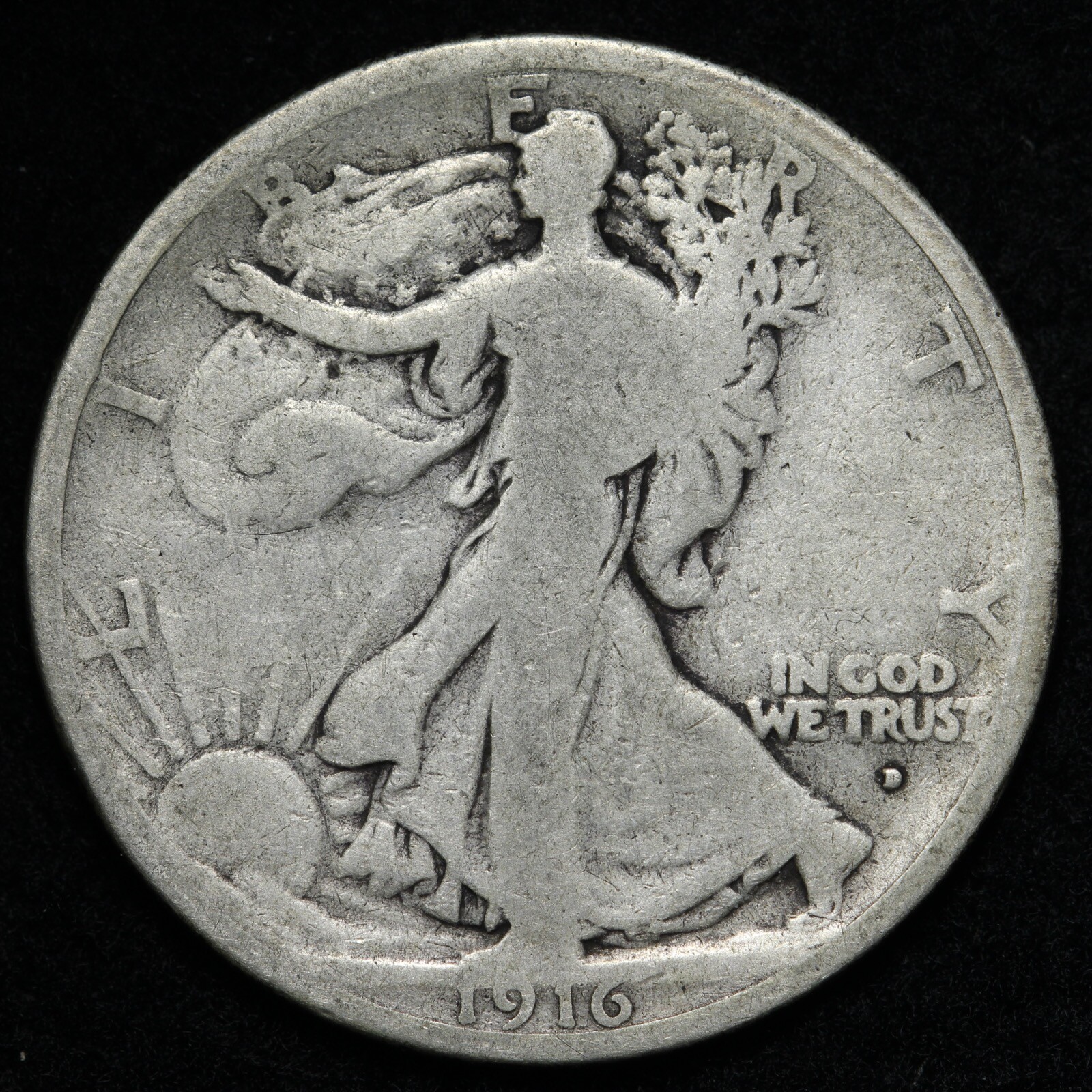 1916-D Walking Liberty Silver Half Dollar CHOICE VG E274 ZEY
