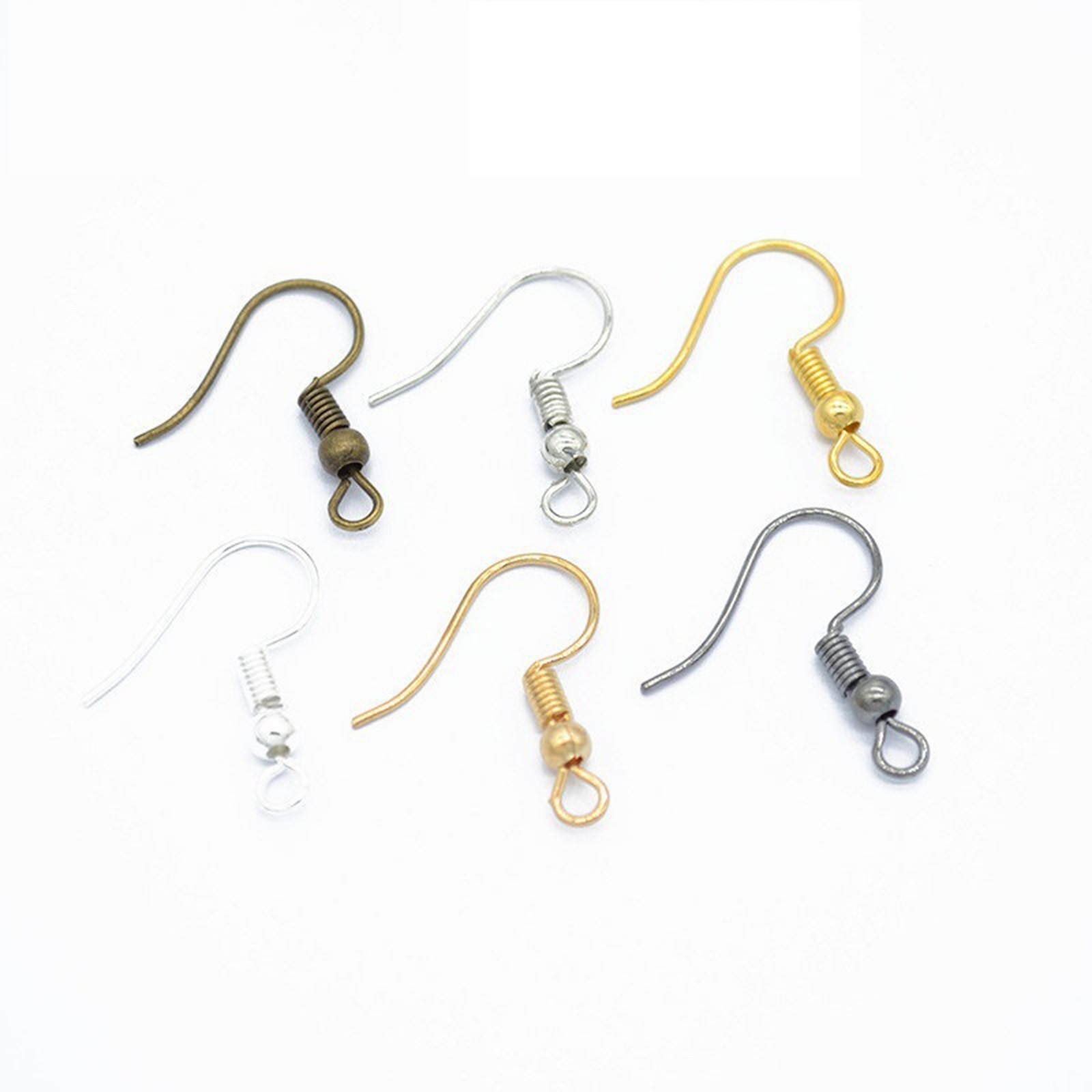 200 Mixed color  Plated Earring Fish Hook Coil Earwire Ear Wire Earring Finding
