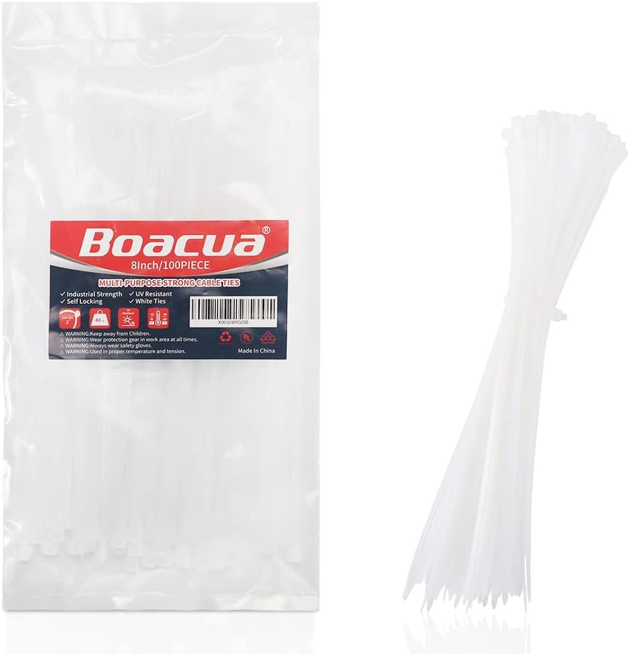 8 Inch Zip Cable Ties (100 Pieces), Self-Locking Premium Nylon Cable Wire Ties,H