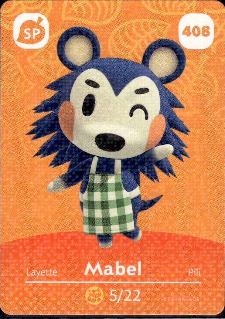 408 Mabel Amiibo Card 408 Series 5 Animal Crossing Nintendo Switch NA Region