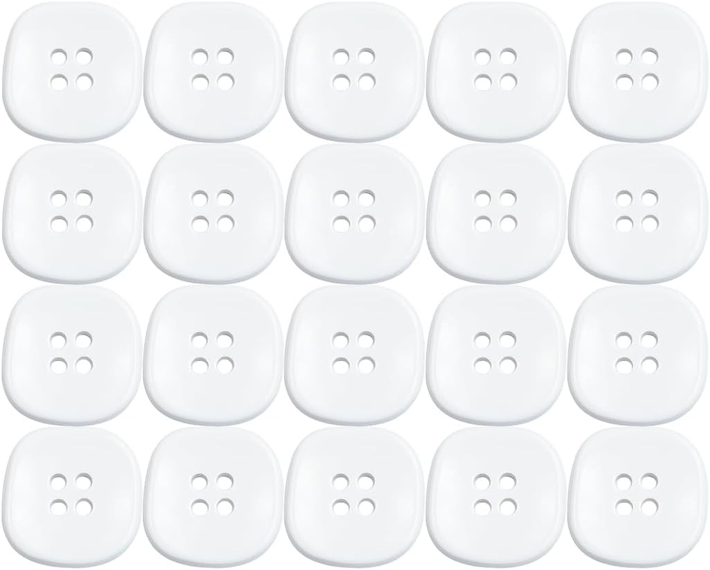 20PCS Plastic Button with Square,4-Holes Button,0.59Inches | Shirt Knit Trench C
