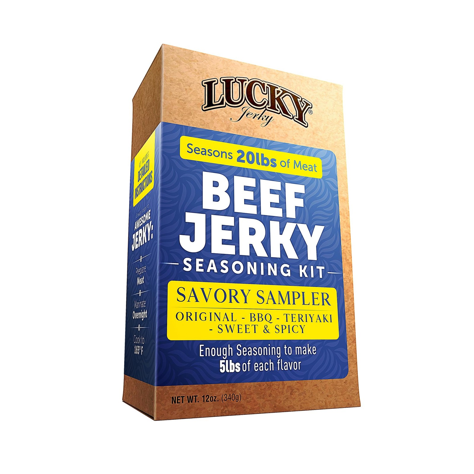 Lucky Jerky Ultimate Savory DIY Seasoning Kit - Makes 20lbs Total with 4 Flav...