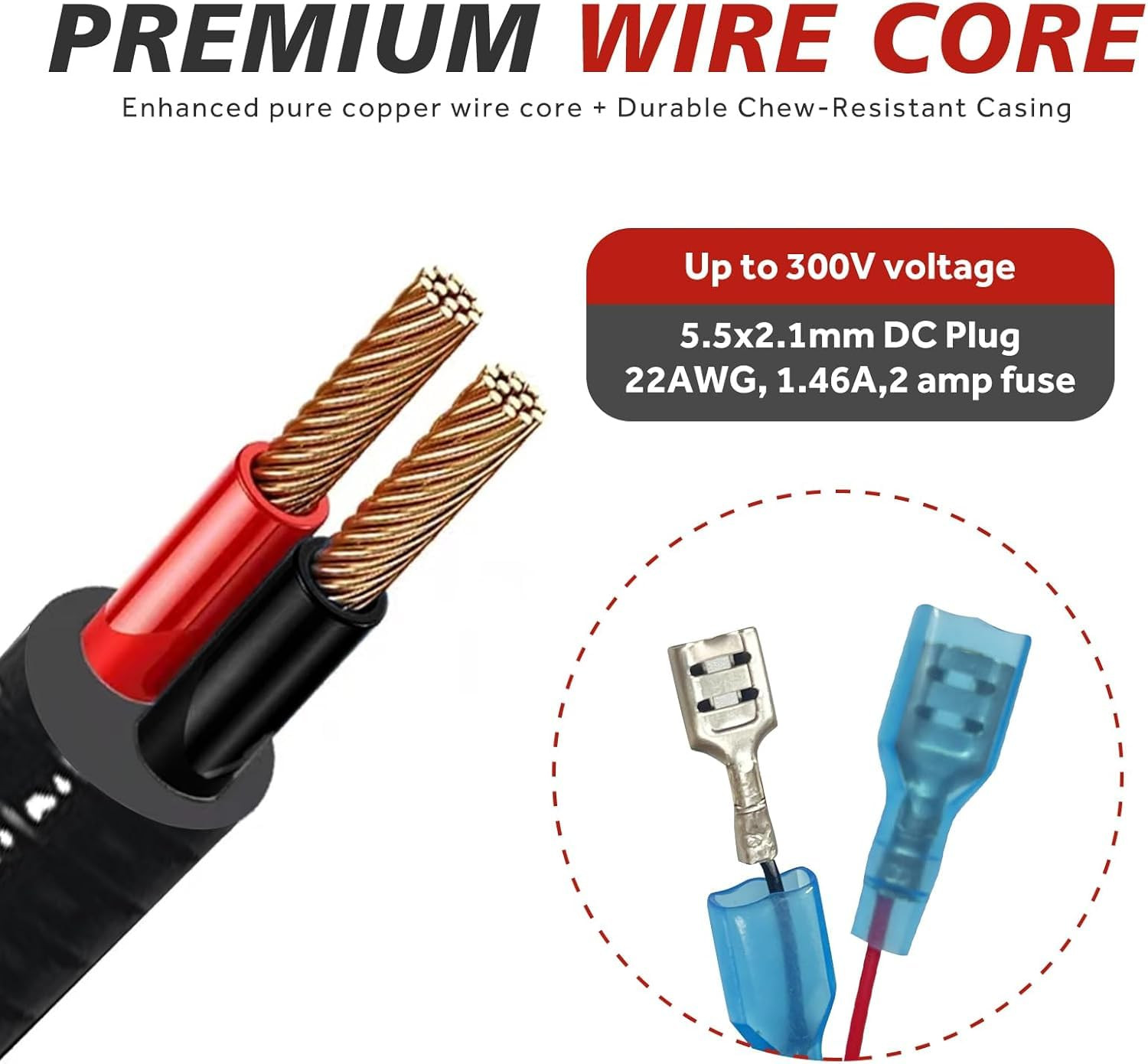 2 Pcs Chew-Resistant Trail Camera Power Cables, Compatible with Stealth Cam, Spy
