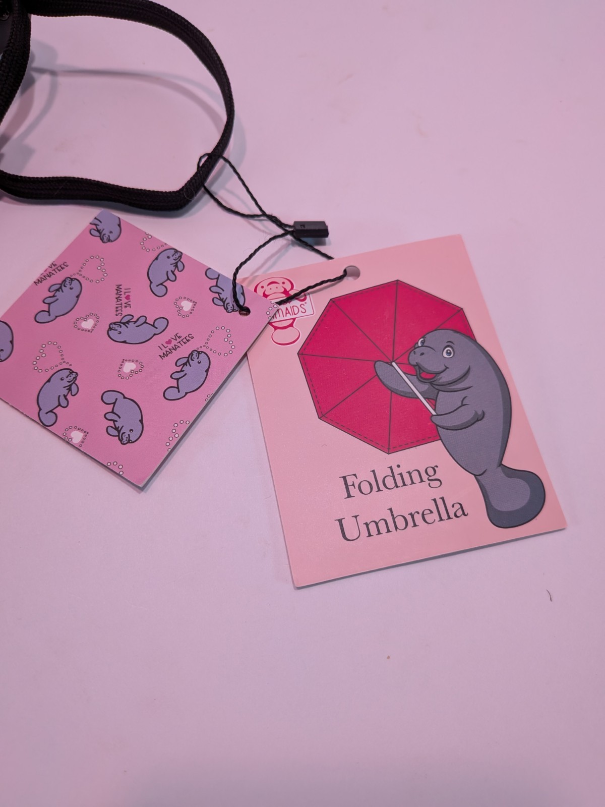 Chubby Mermaids Pink Manatee Folding Umbrella NWT