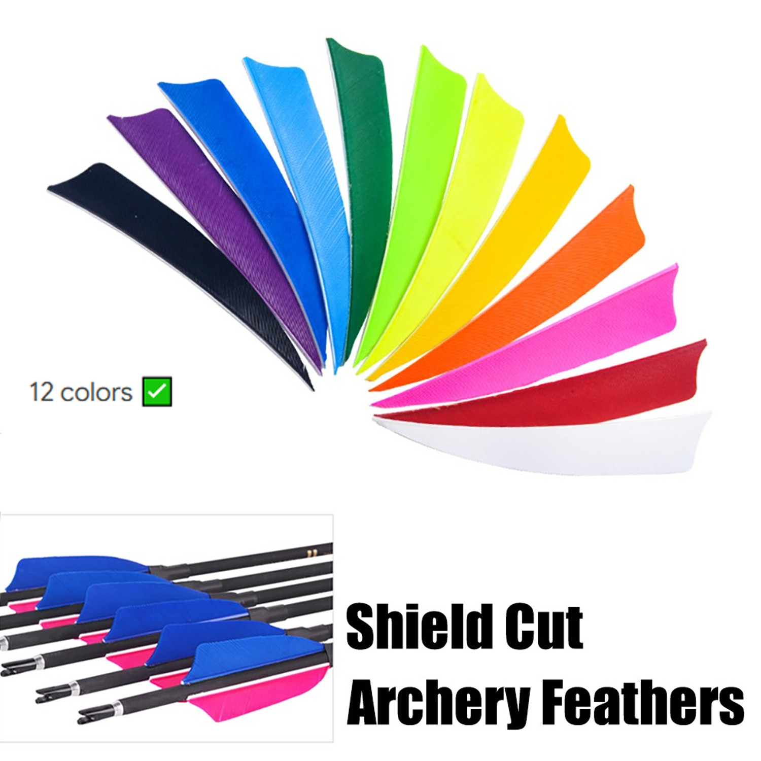 30-100PCS 3/4"/5" Shield Cut Turkey Arrow Feathers Handmade Arrows Fletching DIY