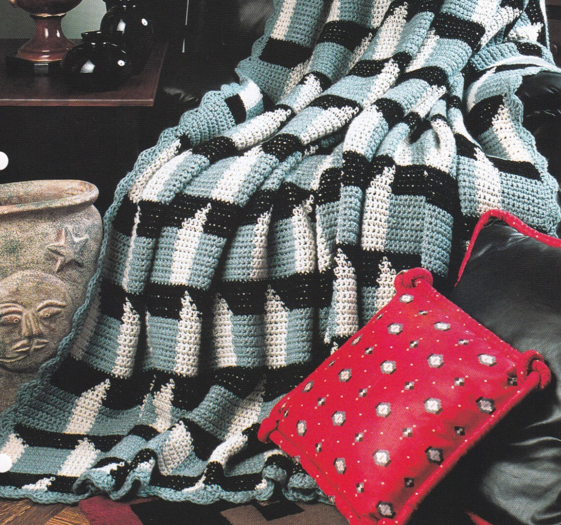 Crochet Afghan Pattern POINTS OF INTEREST AFGHAN Instruction Leaflet Annie's