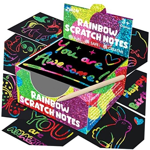 165 Rainbow Scratch Paper Art Crafts Mini Notes Kids Gifts Rainbow Holographic