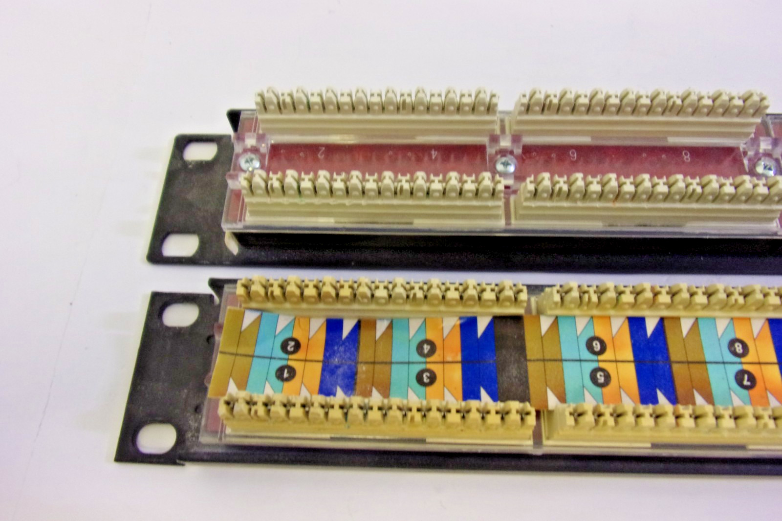 (2) 24 Port Data Patch Panel. Cat 5e RJ45 Rack Mount 1U