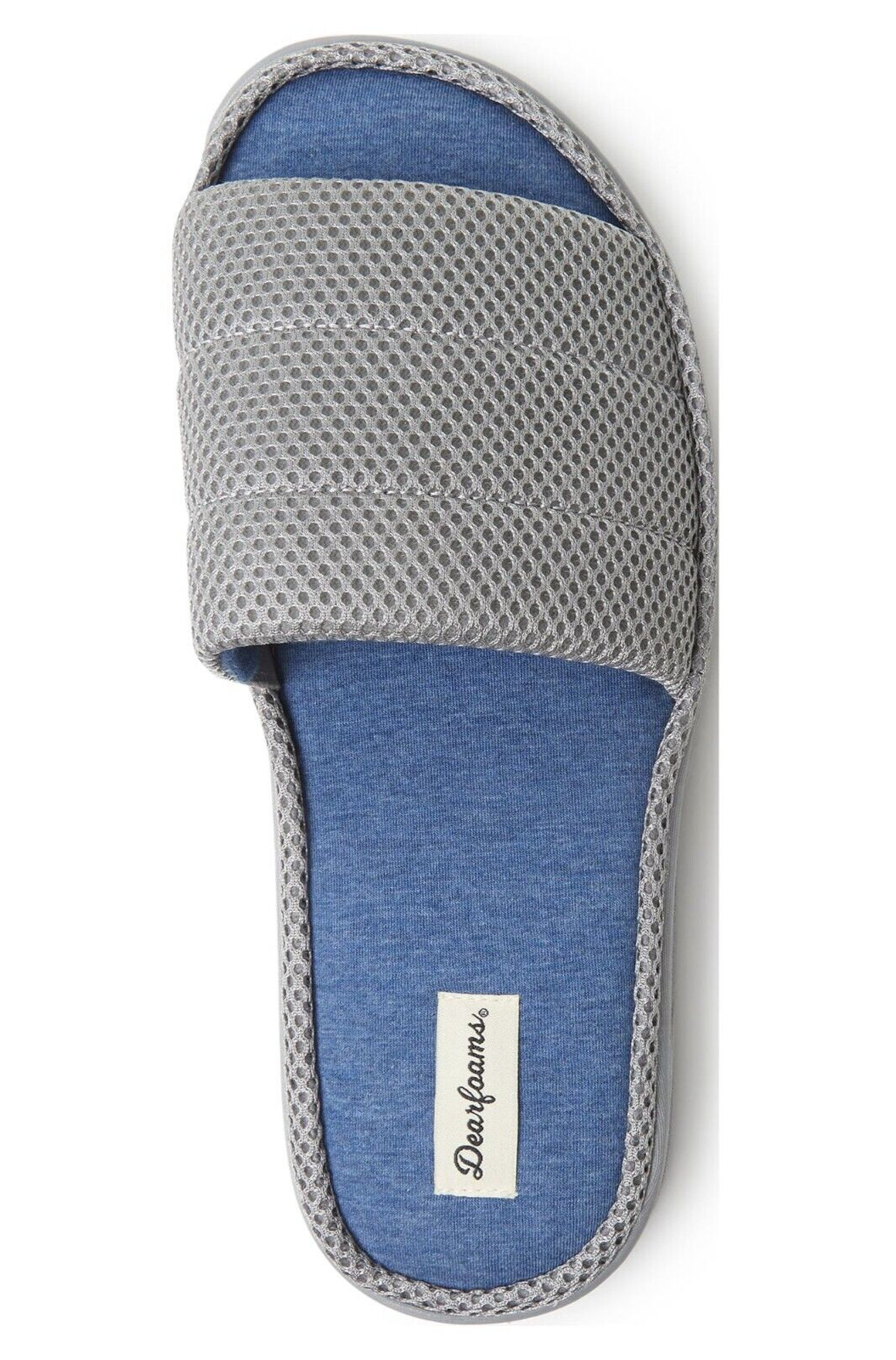 NEW Dearfoams Drew Mesh Slide Memory Foam Grey Slipper Men's Size Large 11-12