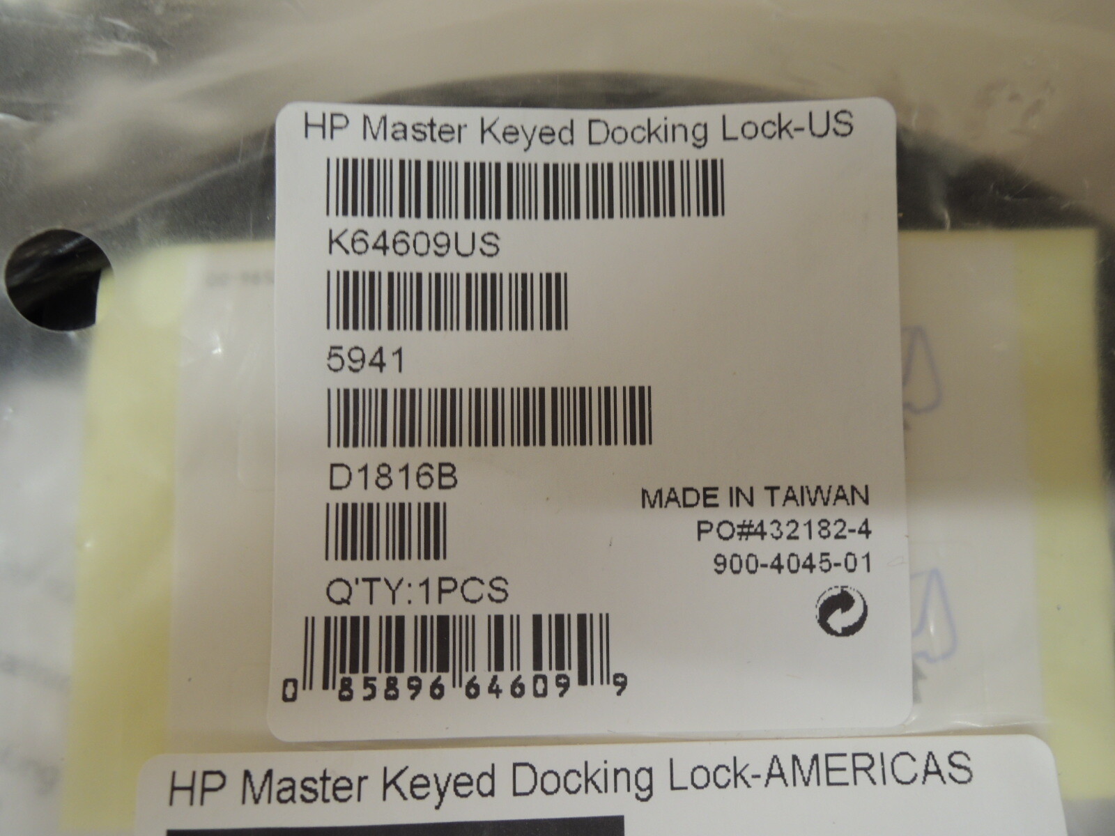 HP Master Keyed Docking Station Lock Kit K64609US - New in package