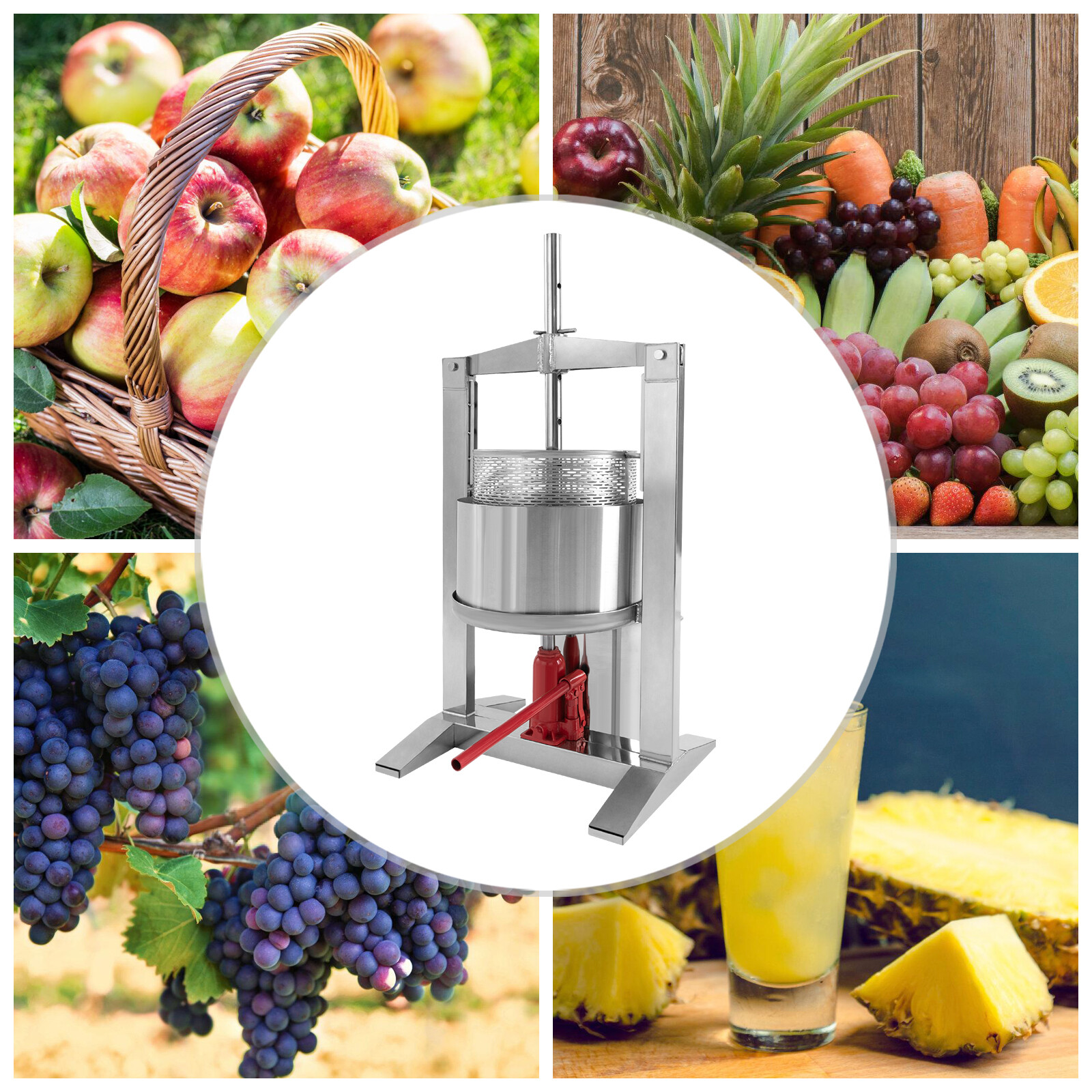 20L Heavy-Duty Hand Juicer - Stainless Steel Juice Squeezer, Dishwasher Safe