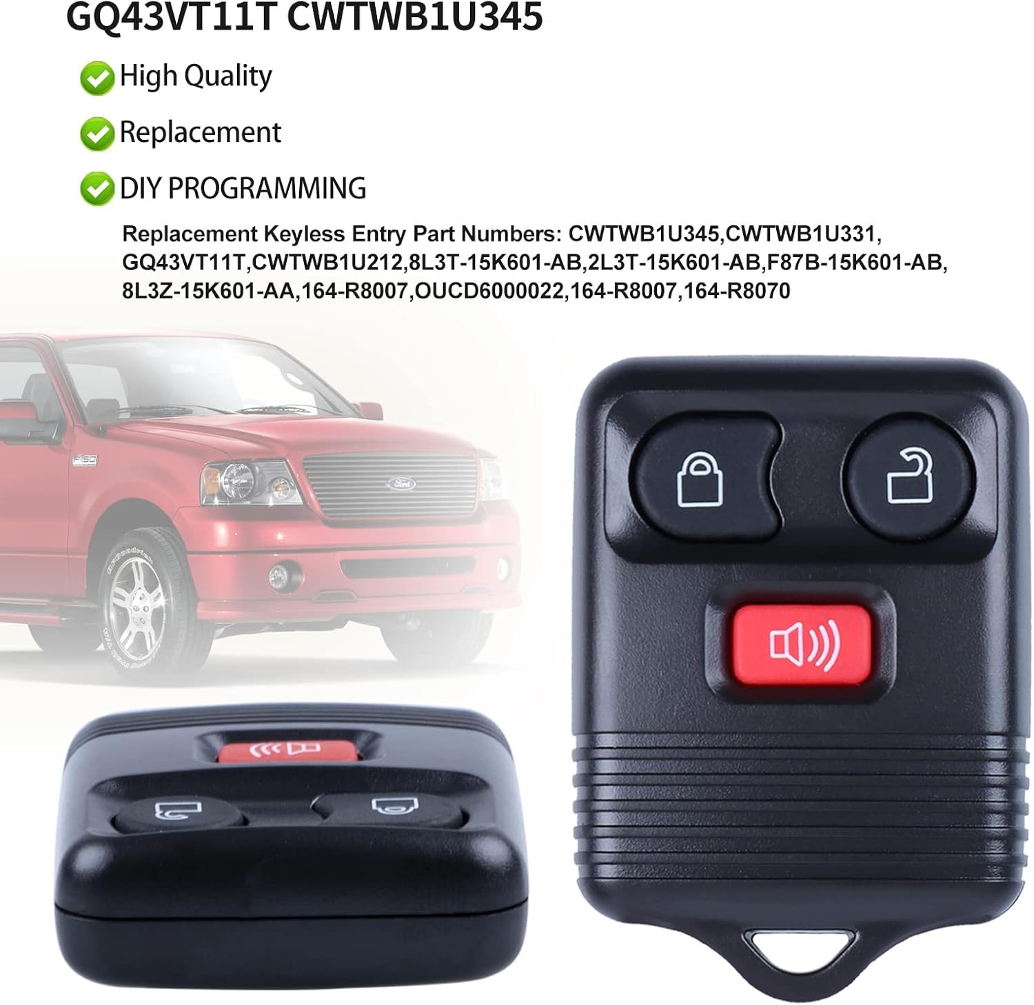 Remote Control Key Fob Replacement Compatible for 1998-2016 315Mhz 2pc