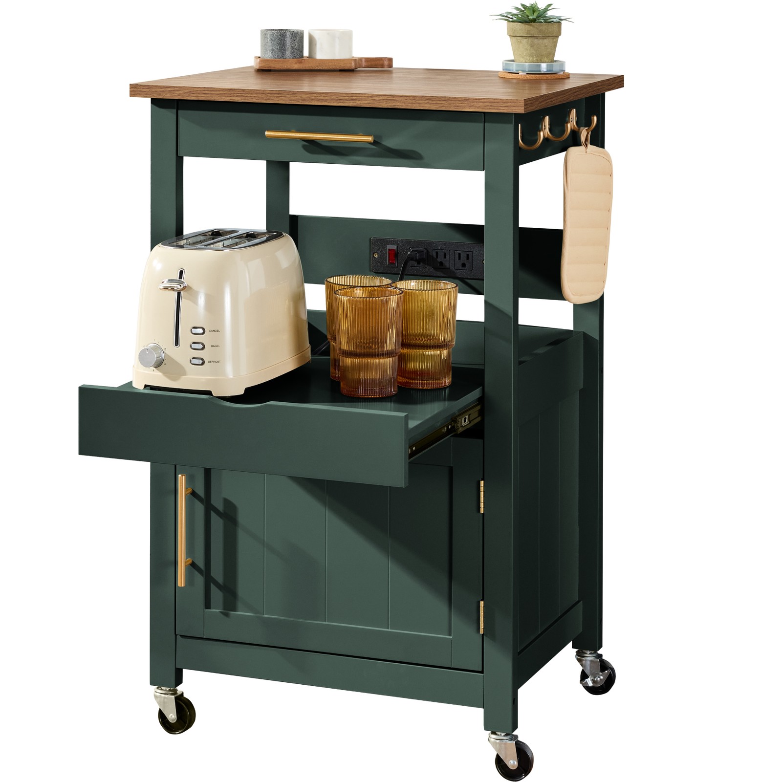 Best Choice Products Rolling Kitchen Island Cart Cabinet Drawer Sliding Tray