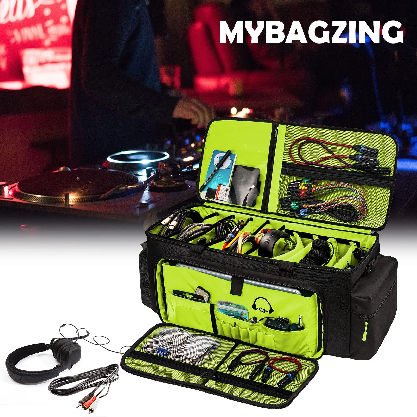 MYBAGZING Dj Cable Bag-24 Large Dj Cable File Bag-Dj Cabel Organizer Case-Tra...