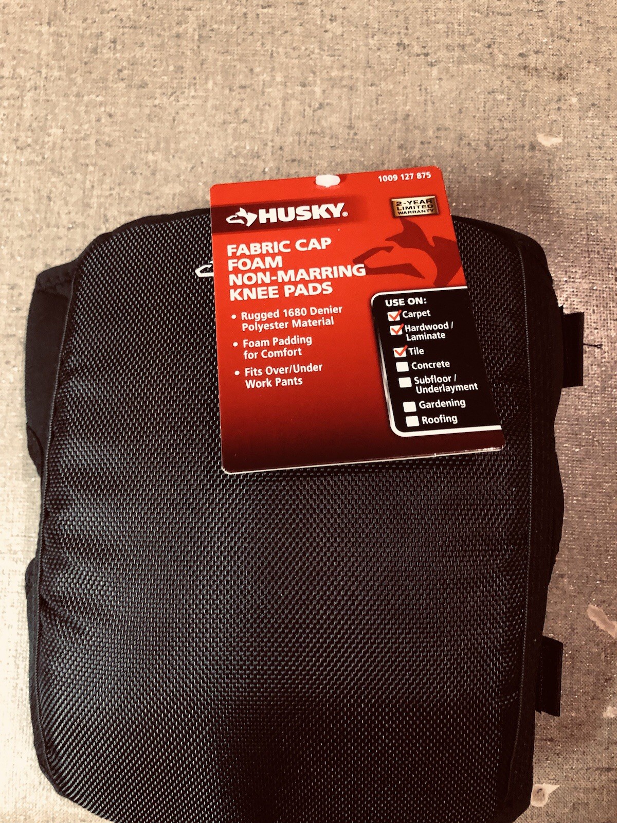 Husky Fabric Cap Foam Non Marring Knee Pads Brand New
