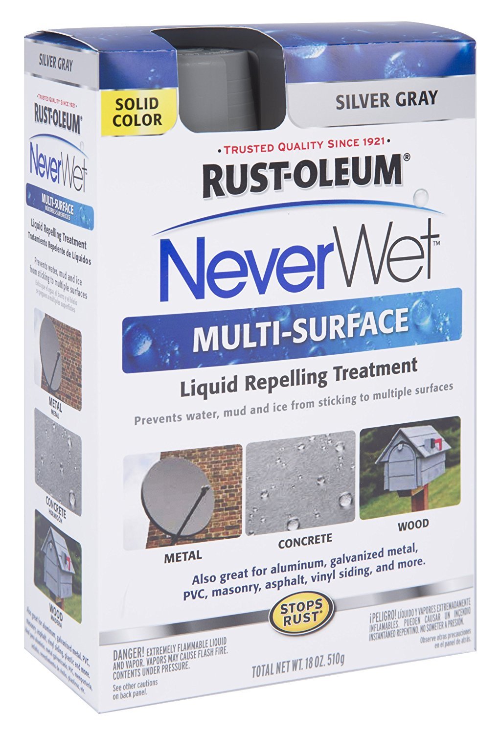 RUSTOLEUM NEVER WET MULTI-SURFACE KIT 2- 9 oz Cans/ 18 oz CLEAR/GRAY/WHITE