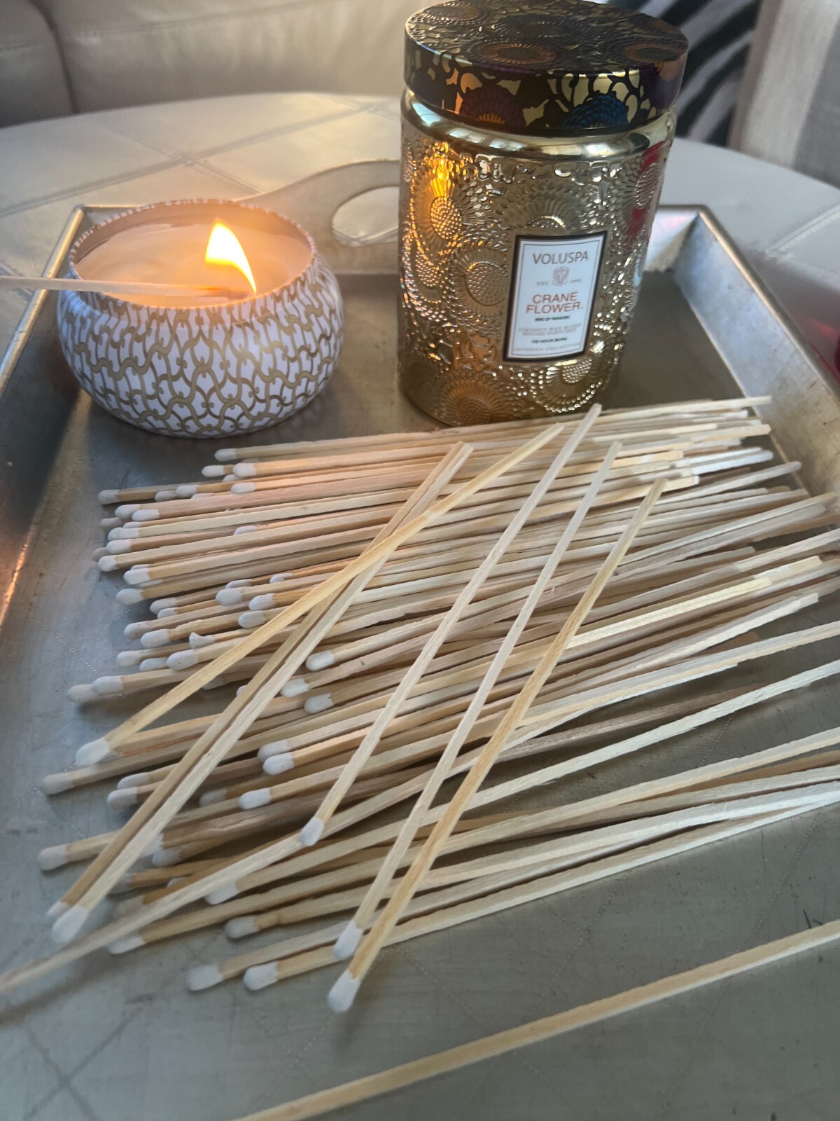 White Fireplace Matches w/Natural Tinder, 8" Bundle of 100, Bulk, Match Refill
