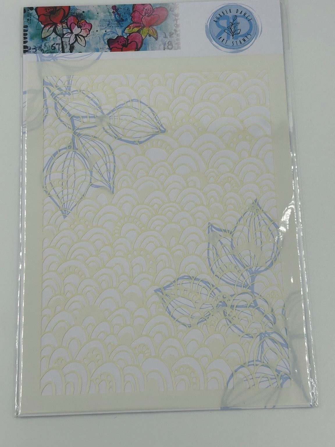 Rubber Dance Art Stencil Organic #3 S014 Floral Scalloped Leaves