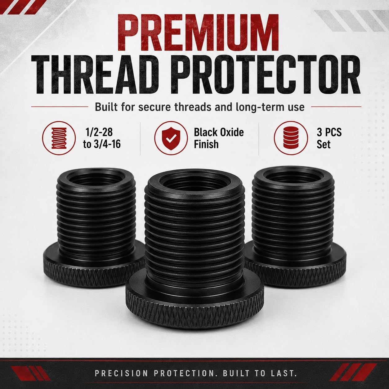 3 Pack Black 1/228 and 3/416 Thread Protector Adapters Washers Kit Box