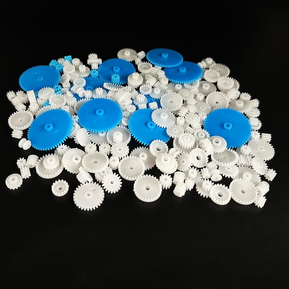 200PCS Module 0.5 Plastic Gear Single Spindle Small White,Blue