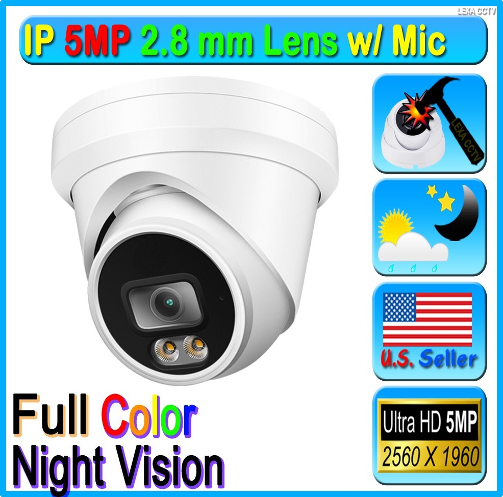 5MP IP Camera Full time Night Color Vu POE ONVIF 2.8mm Uniview