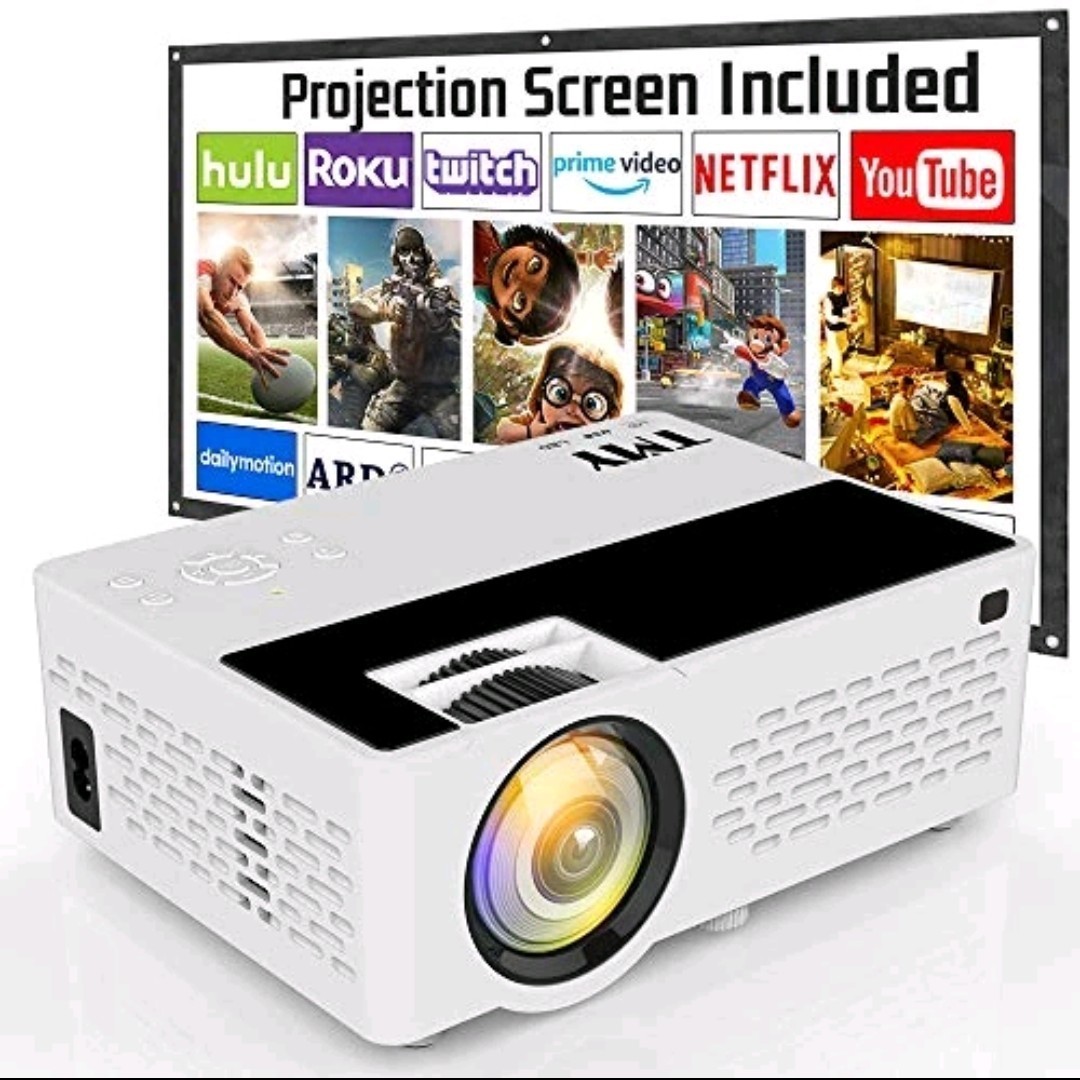 TMY Projector 7500 Lumens with 100 Inch Projector Screen, 1080P Full HD Video TV