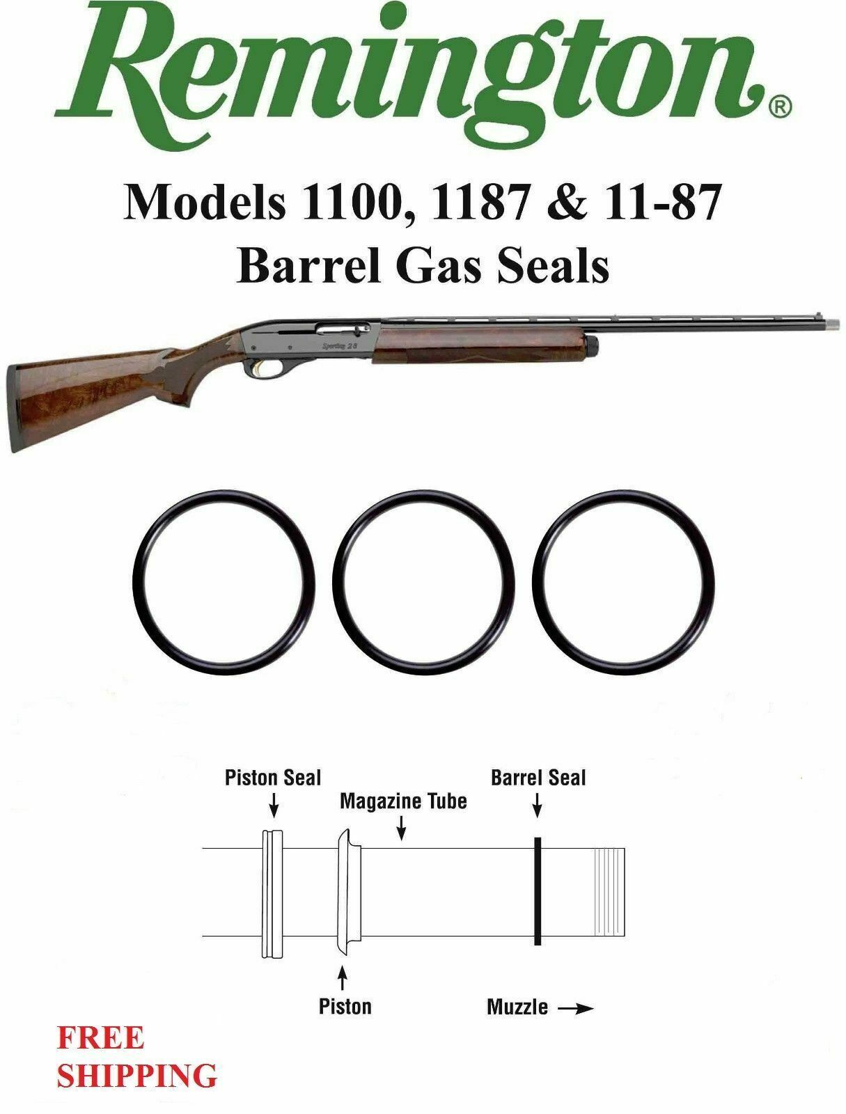 ( 6 Pack) Remington .410 Gauge Shotgun 1100 1187 11-87 O-Ring Barrel Gas Seals