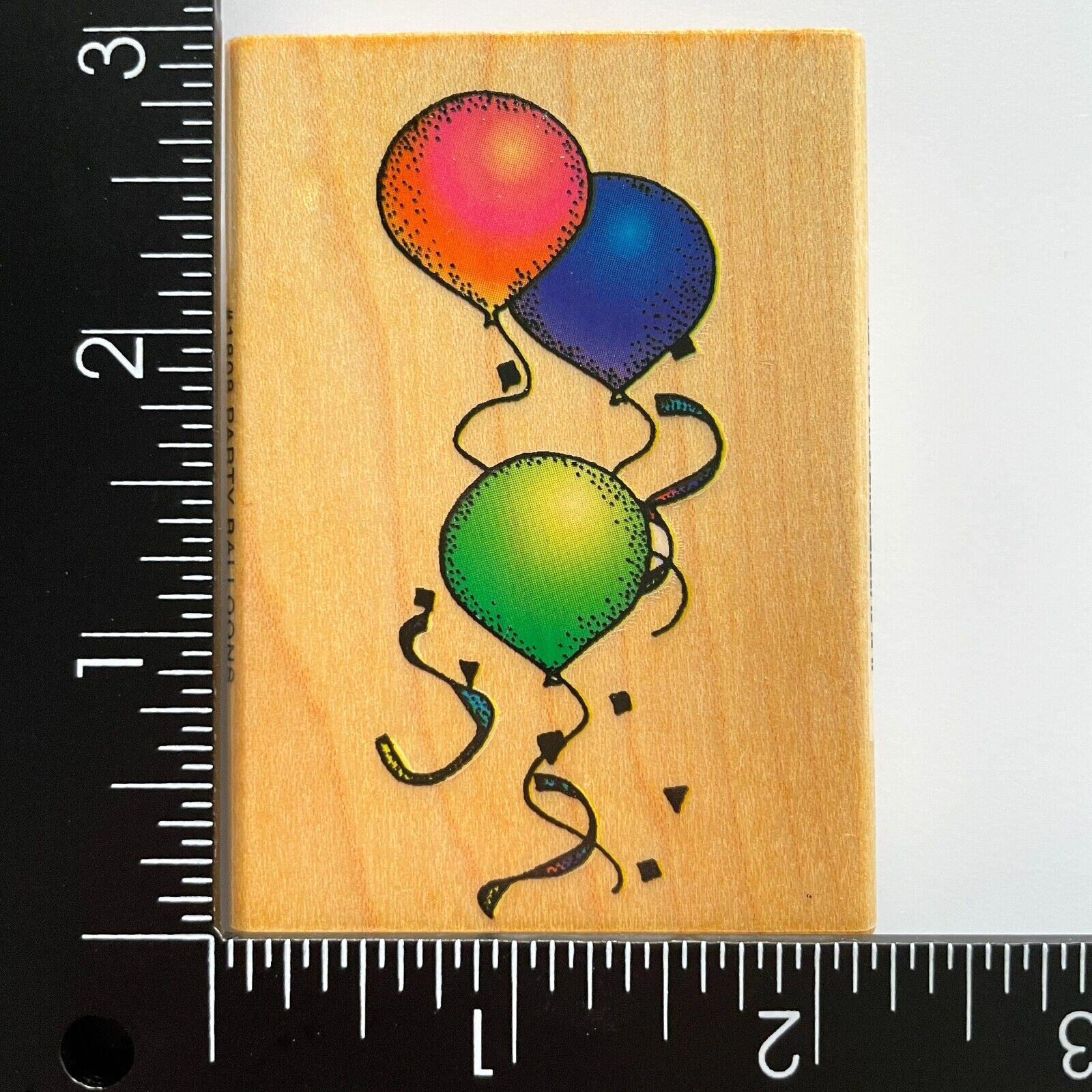 Comotion Party Balloons Streamers Confetti 1808 Wood Mounted Rubber Stamp