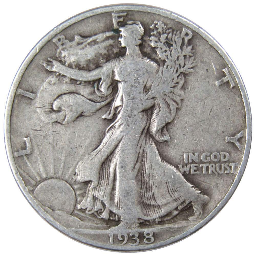 1938 Liberty Walking Silver Half Dollar VG Very Good 50c Coin