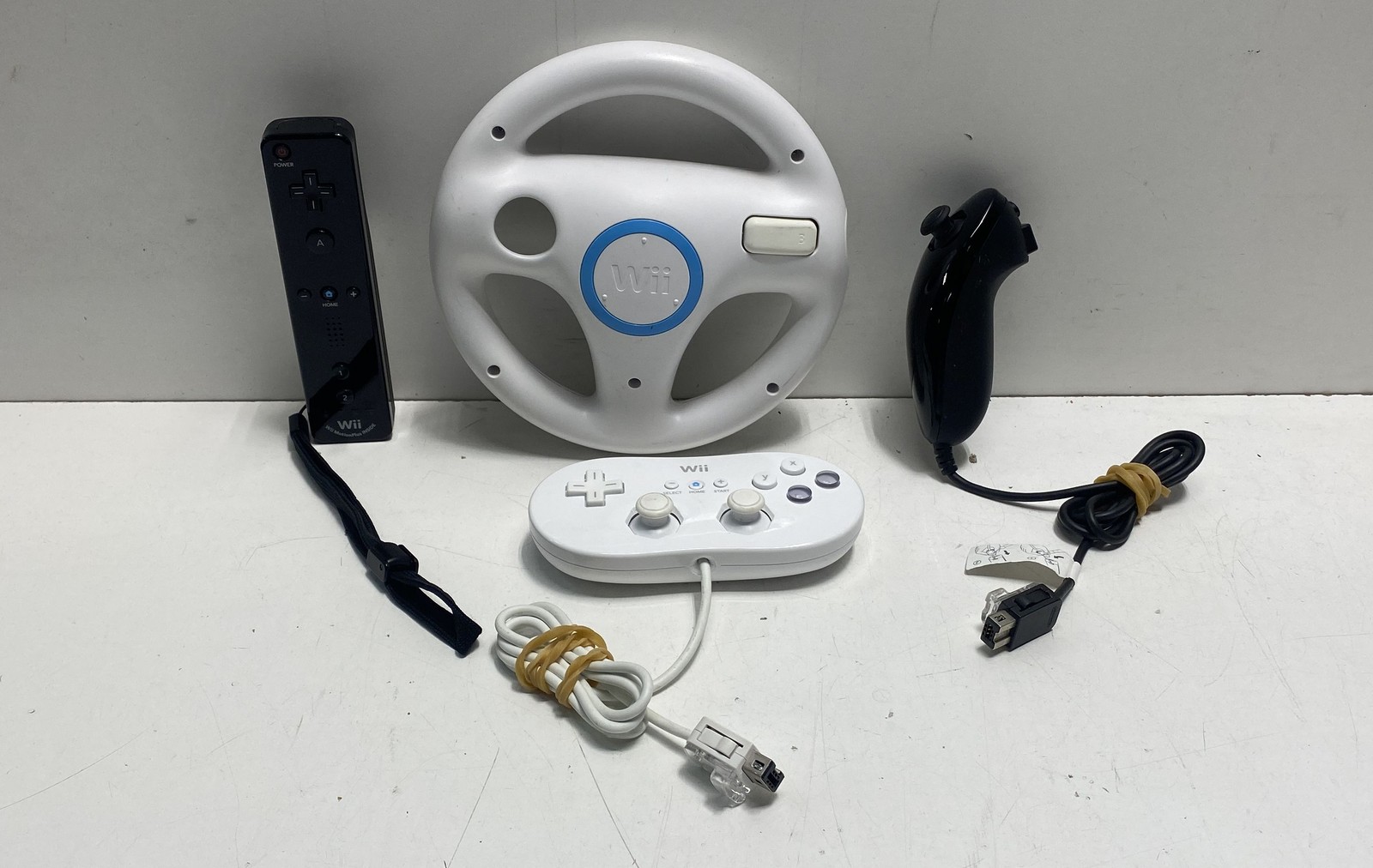Nintendo Wii Accessory Lot Remote Plus Nunchuk Classic Controller Wheel