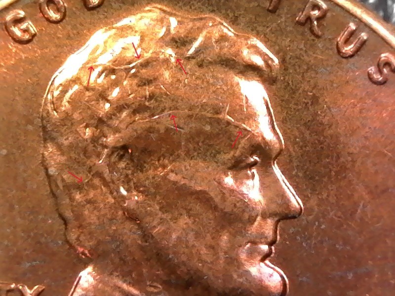 1960-D Toned Lincoln Memorial Cent Penny - Die Crack Error - Inv#E6390