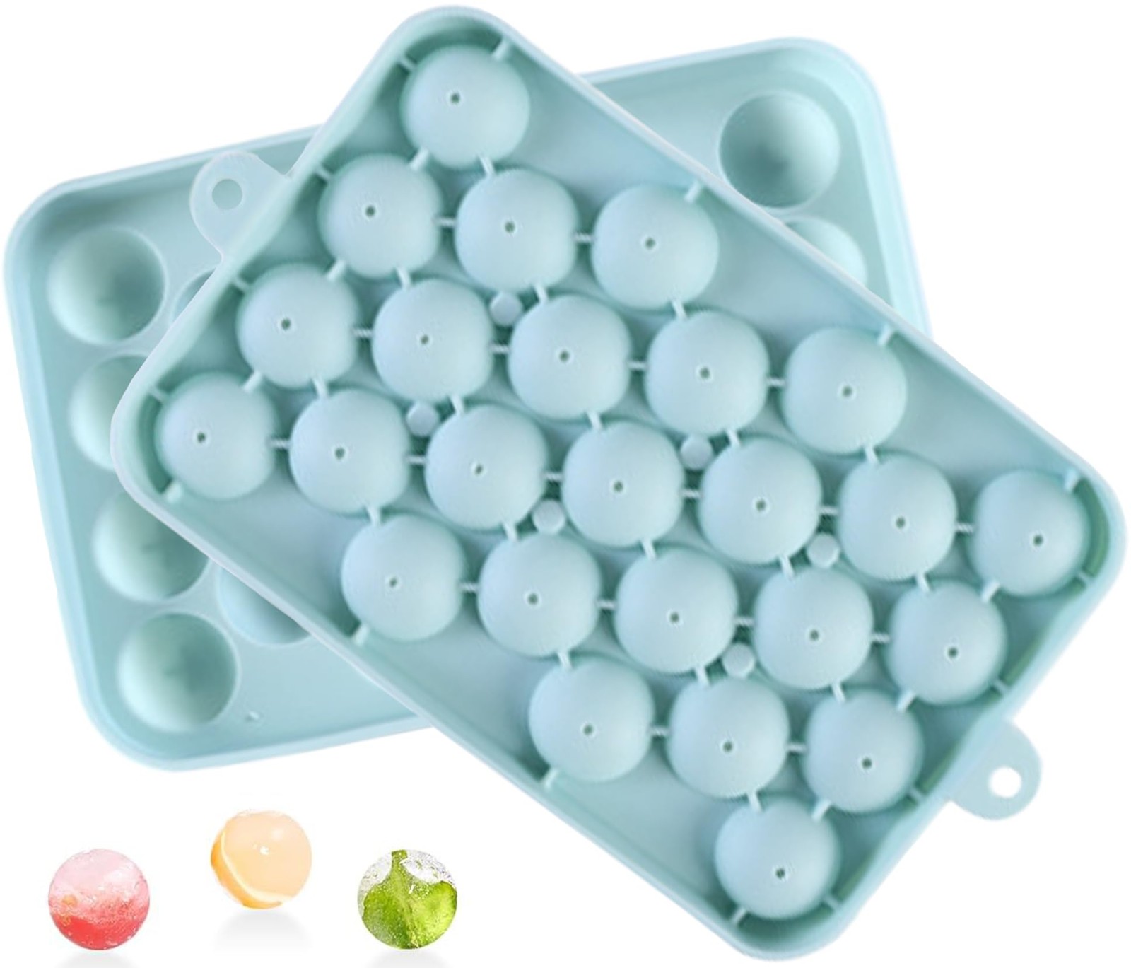 Round Ice Cube Tray, Easy Release Flexible Mold 7.3 x 4.9 inches, Blue
