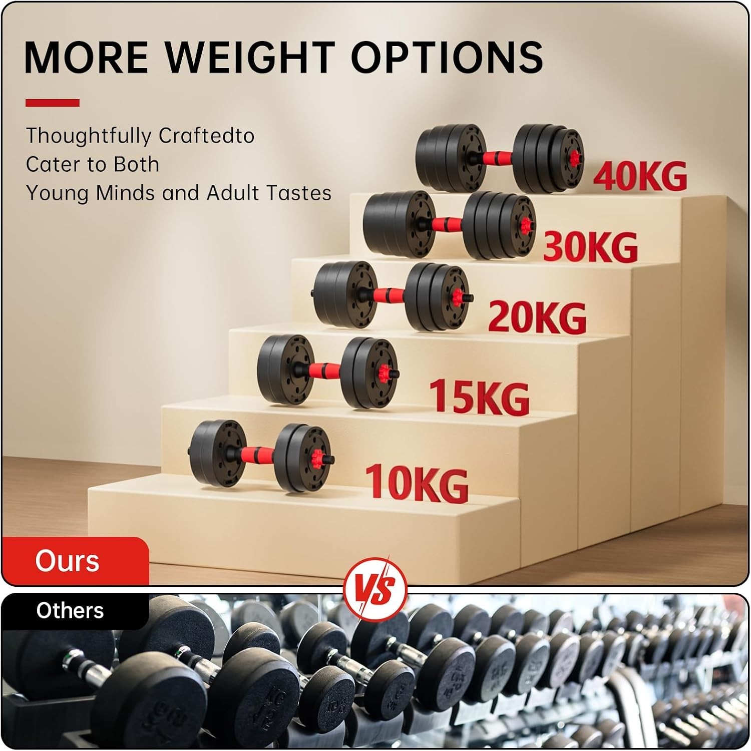 Compact Adjustable Free Weights Dumbbell Set - Space-Saving Home Gym Equipment