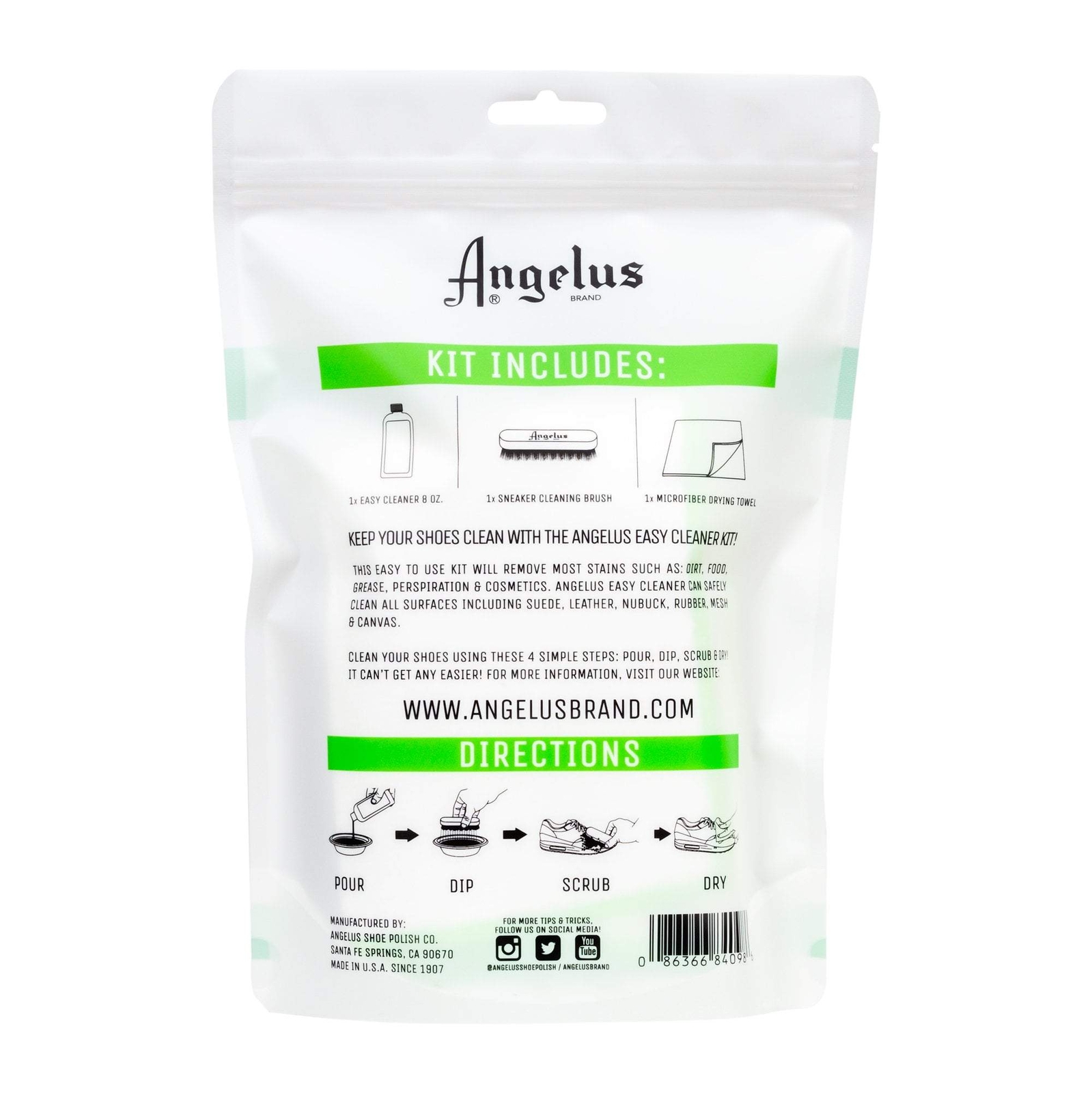 ANGELUS Easy Cleaner Solution with Brush and Cloth Kit For Leather Suede etc