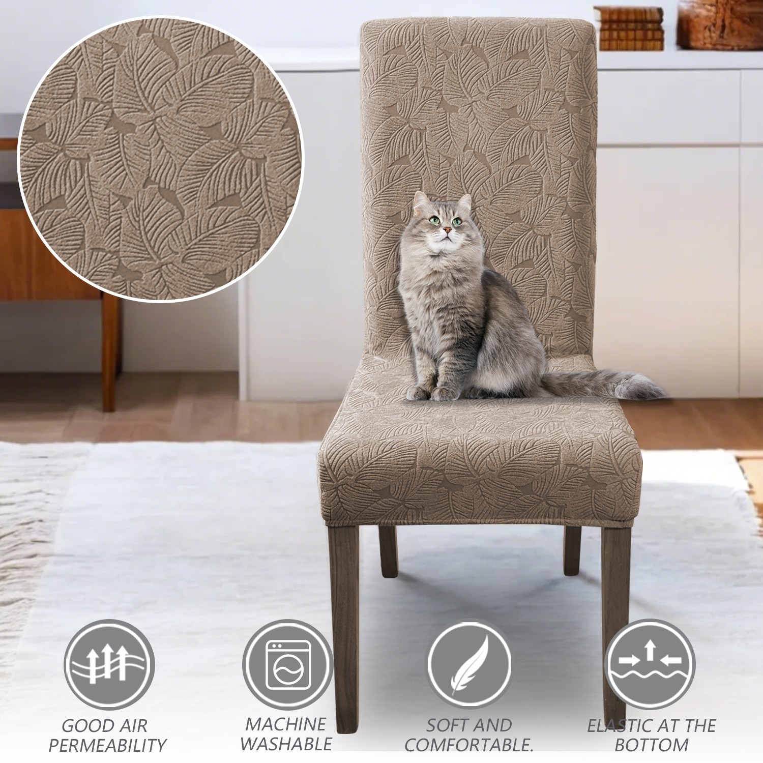 4/6 elastic leaf pattern chair covers for restaurant decoration and protection
