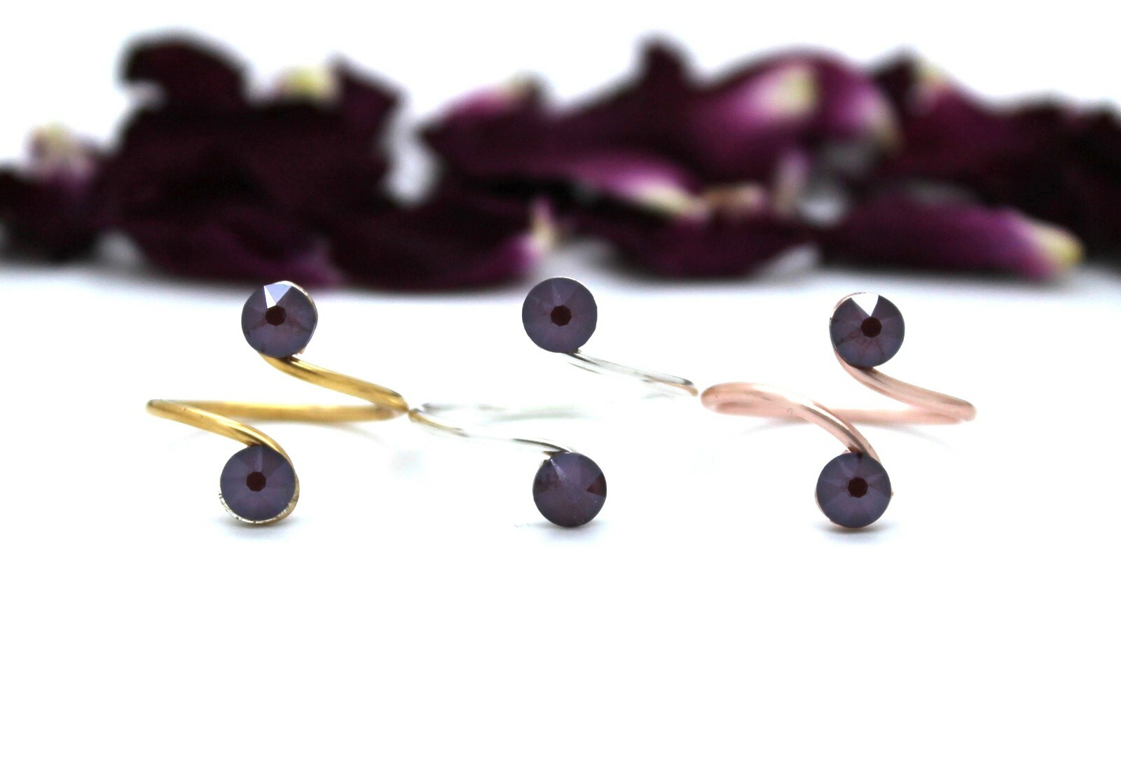 Premium Range Adjustable Toe Rings made with Dark Red Swarovski Elements