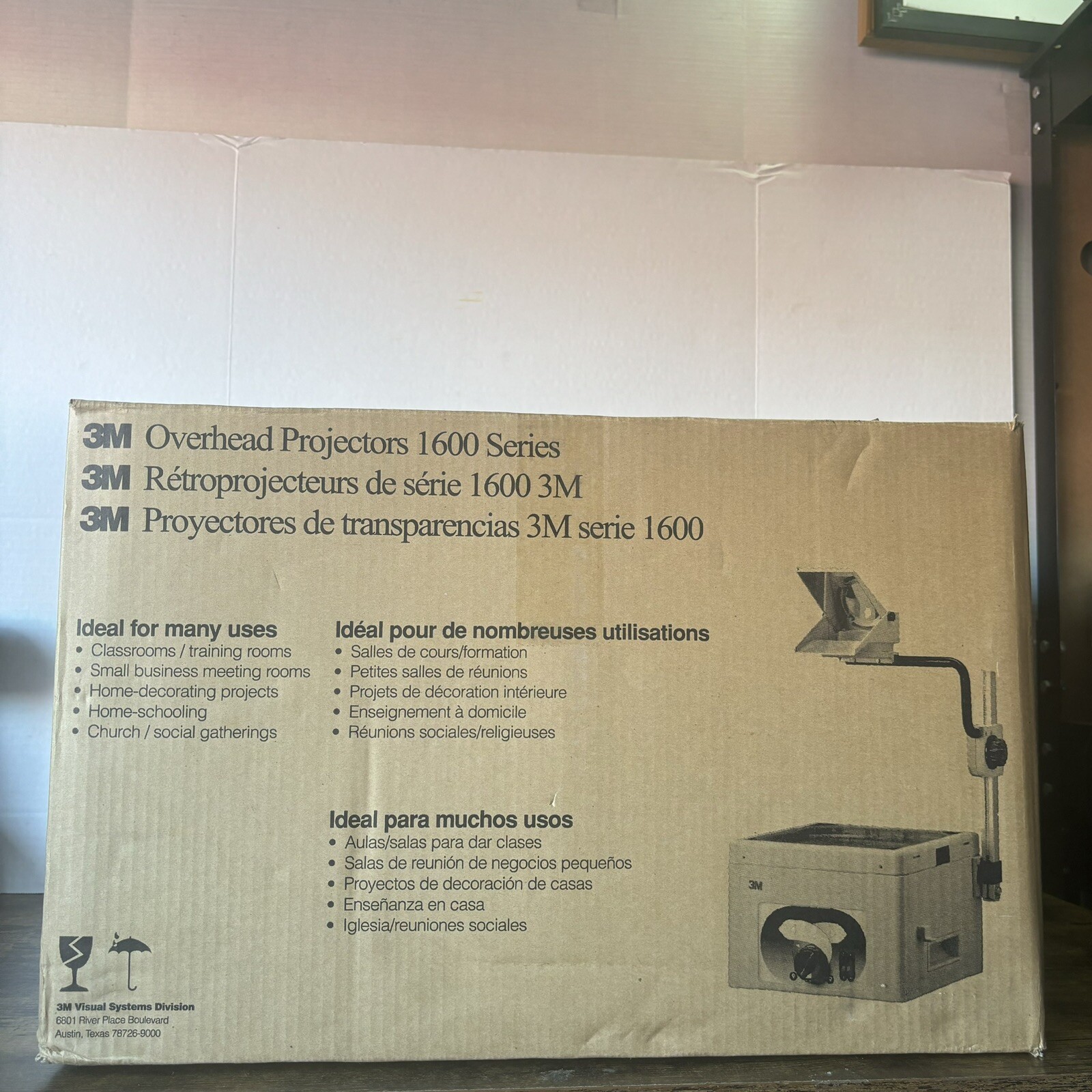 3M Desktop Overhead Projector Model 1608 Version 1608AJA *New In Unopened Box*