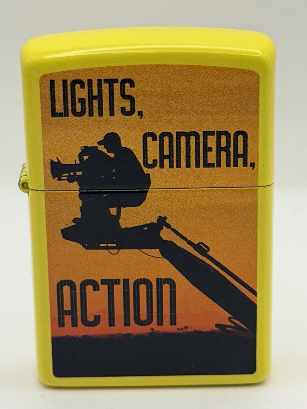 2017 Lights Camera Action Yellow Zippo Lighter NEW