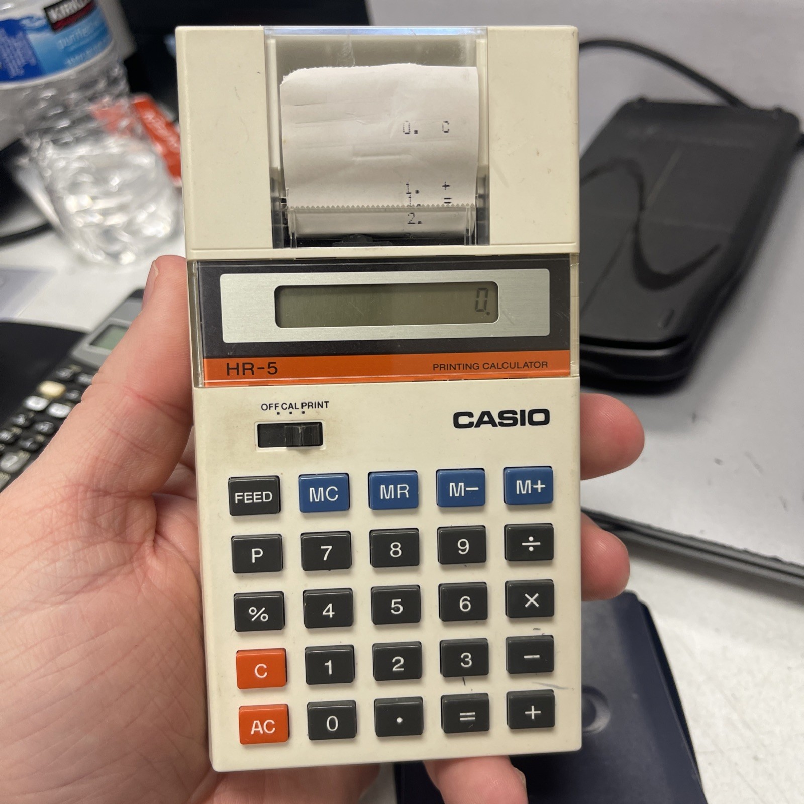 Casio HR-5 Mini Printing Calculator w/ Manual in Original Box TESTED WORKING