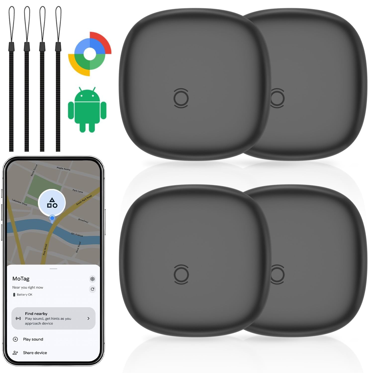 Tracker Tags 2 Pack for Android, Android Air Tracker Tag Compatible with Goog...