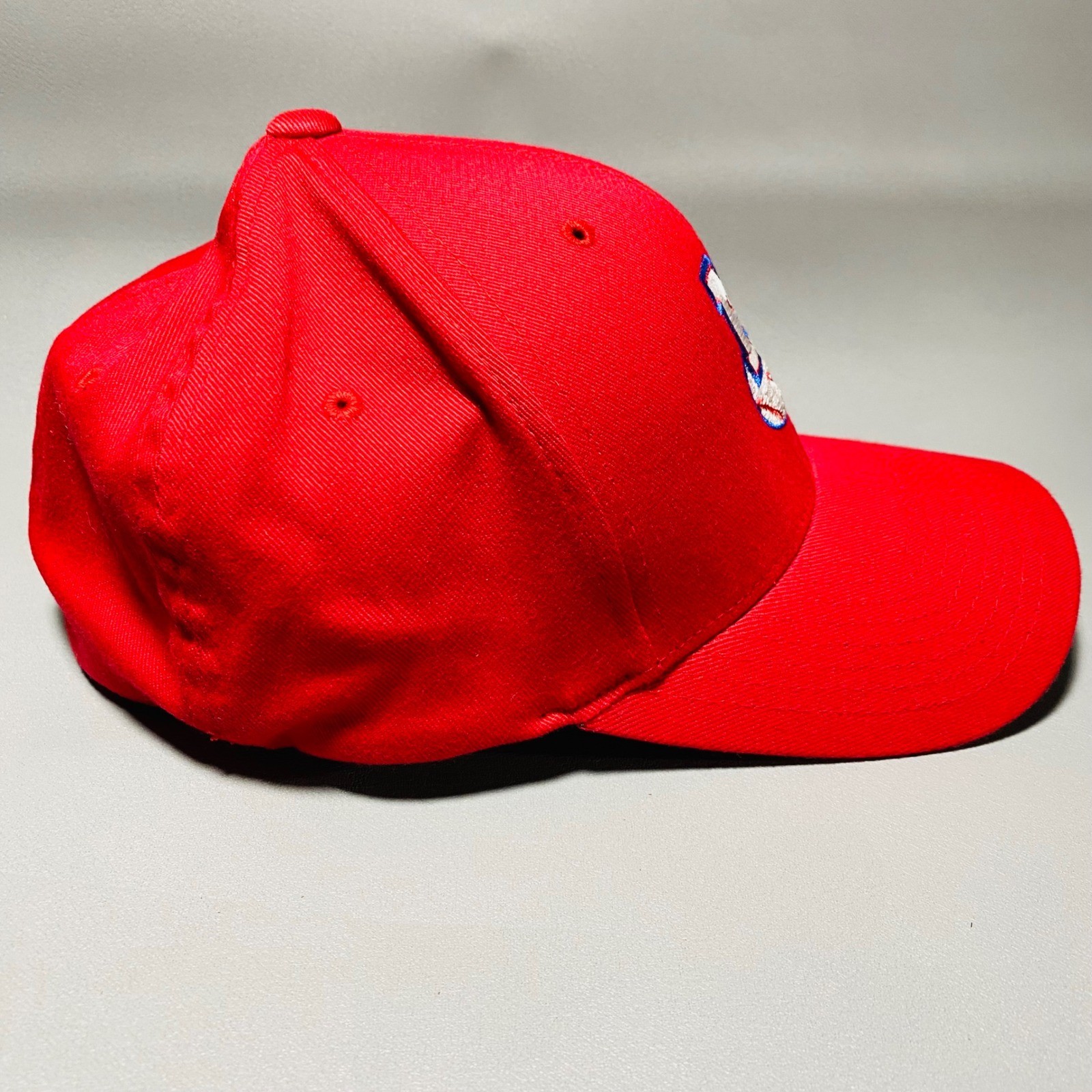 Flexfit MC Baseball Cap Red Fitted Size S M Baseball Stitch Logo Adjustable Hat