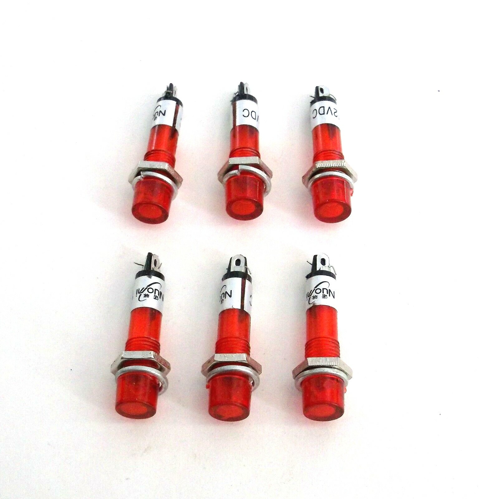 6 BBT Waterproof Marine Grade 12 volt Red Panel Indicator Lights