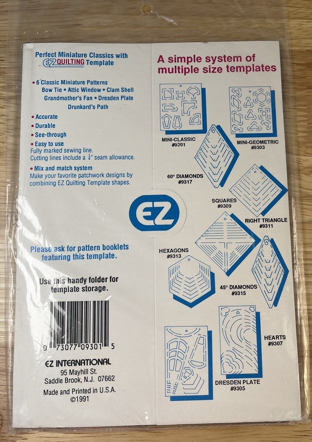Vintage EZ Quilting Template Mini Classics #9301 1991 By Marti Michell NIP