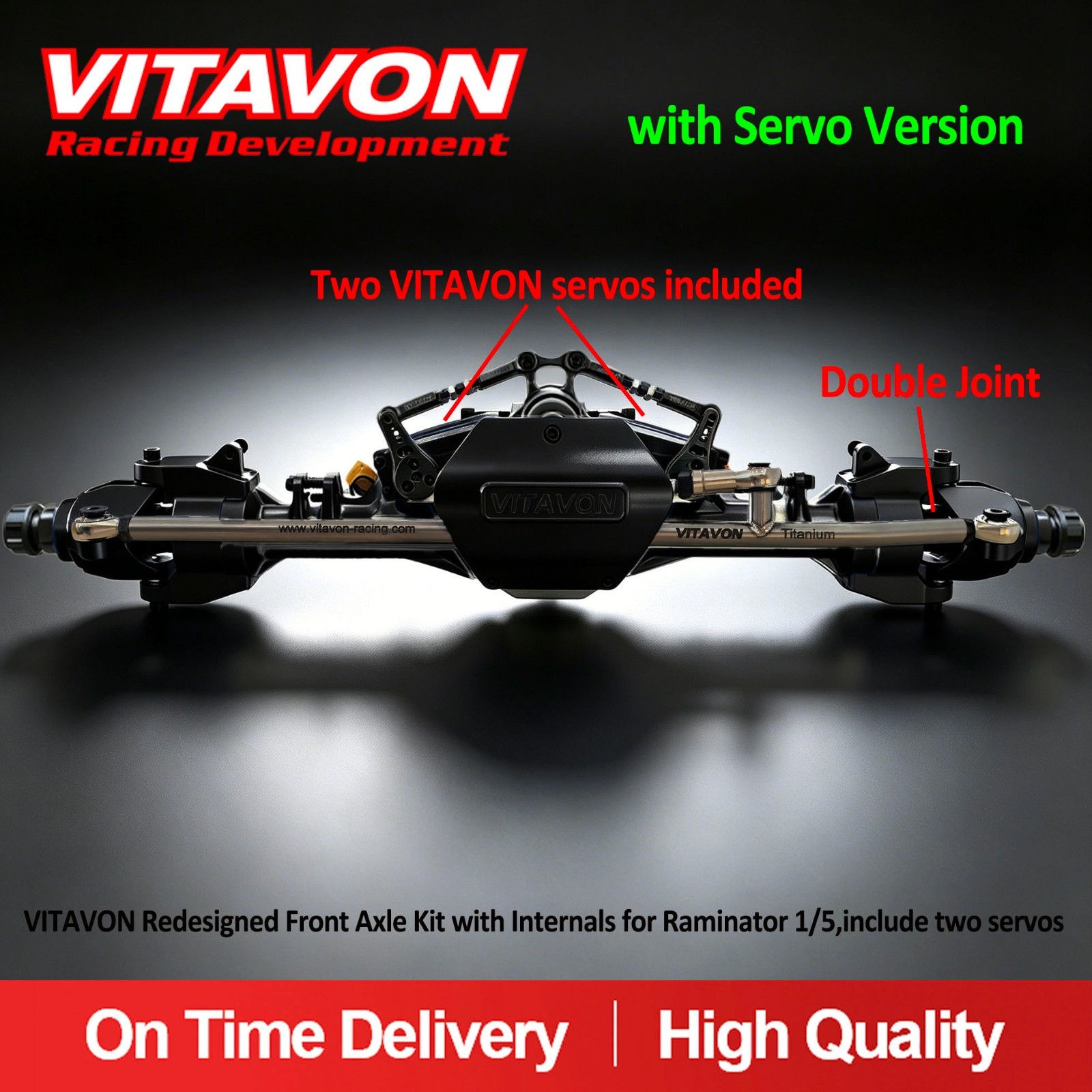 VITAVON Redesigned Front Axle Kit with Internals for Raminator 1/5