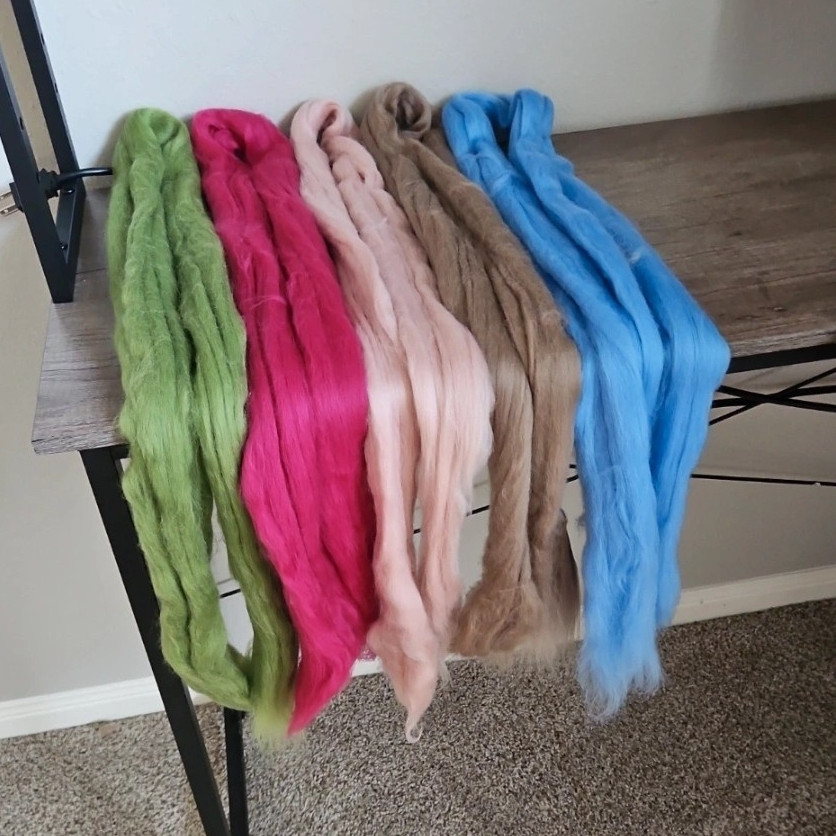 5.5 Oz Multicolor Spinning/Felting Roving Fiber Lot  Extra Fine Merino Wool