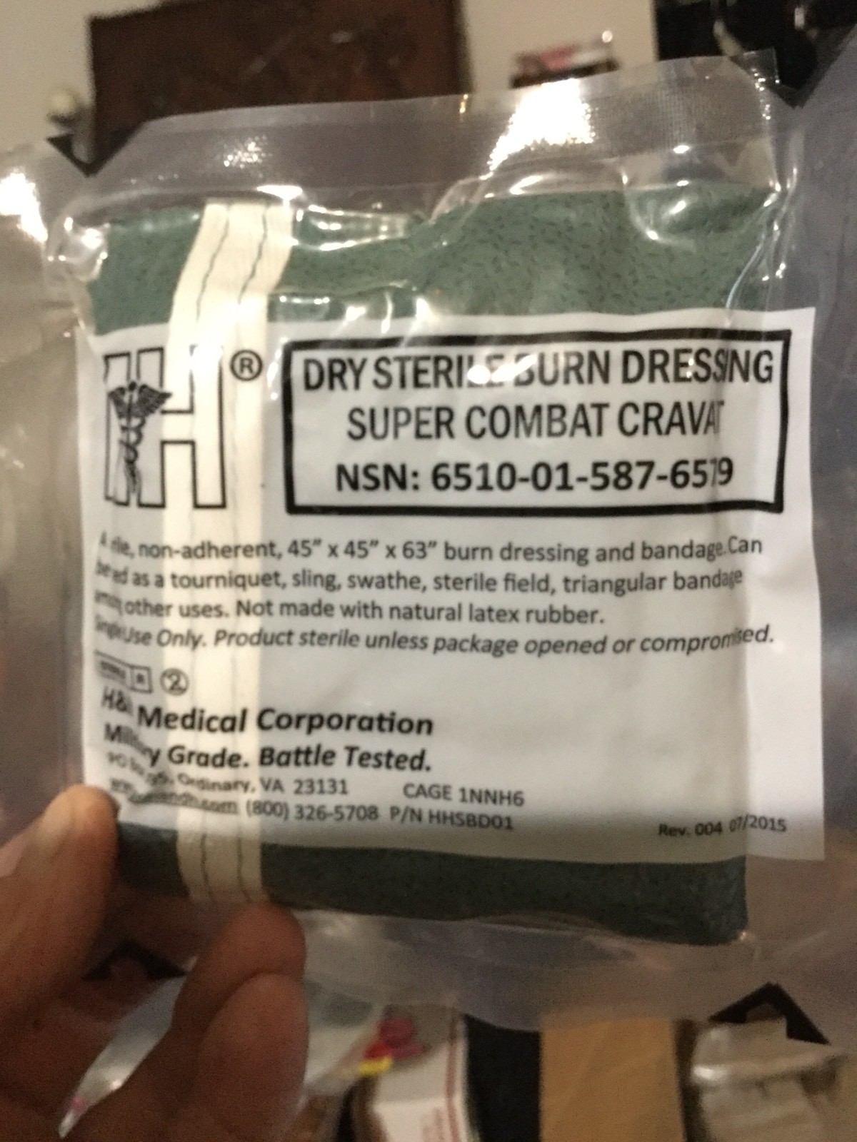 H&H Dry Sterile Burn Dressing, Super Combat Cravat