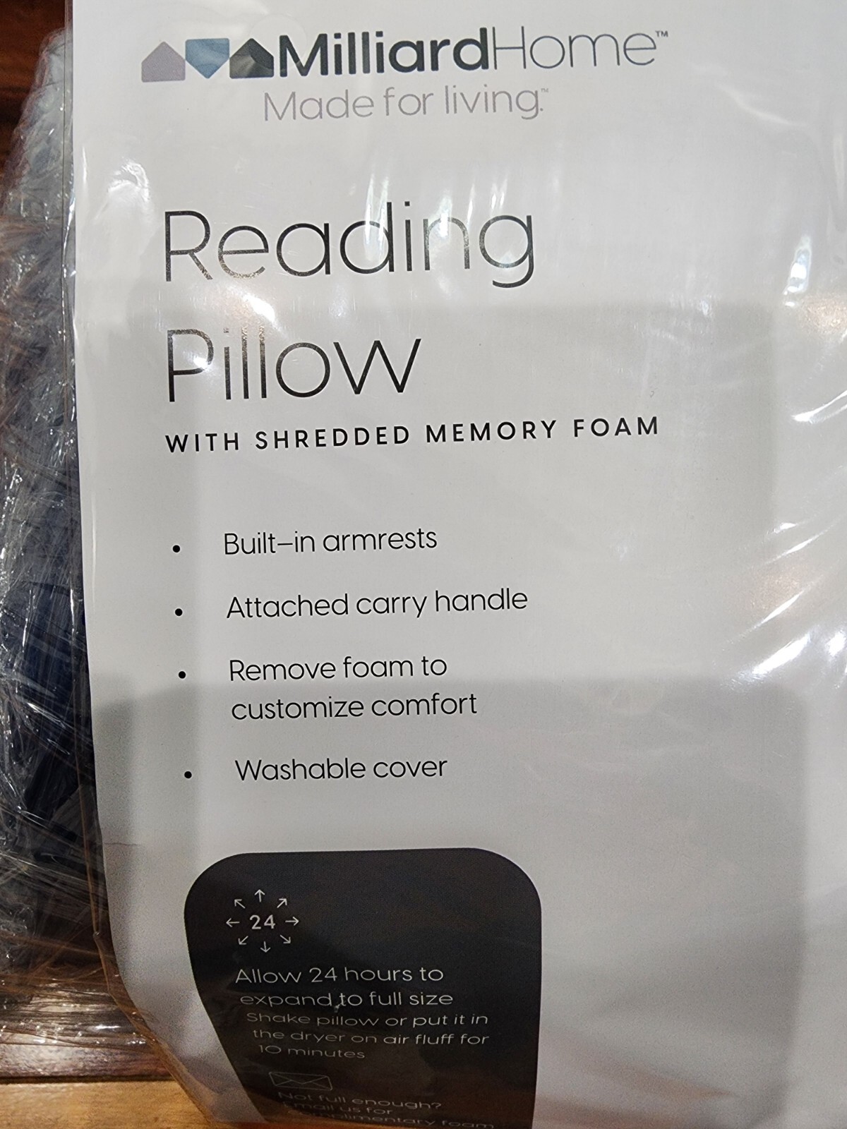 Milliard Reading Pillow with Shredded Memory Foam 18 X 15