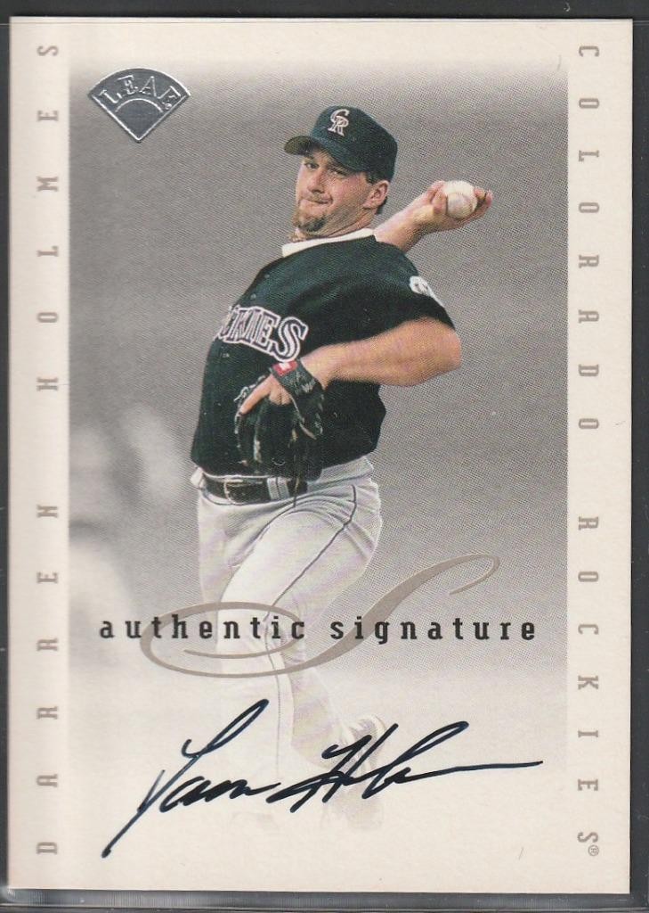158,1996 Leaf Signature, Original Autograph of Darren Holmes, Rockies
