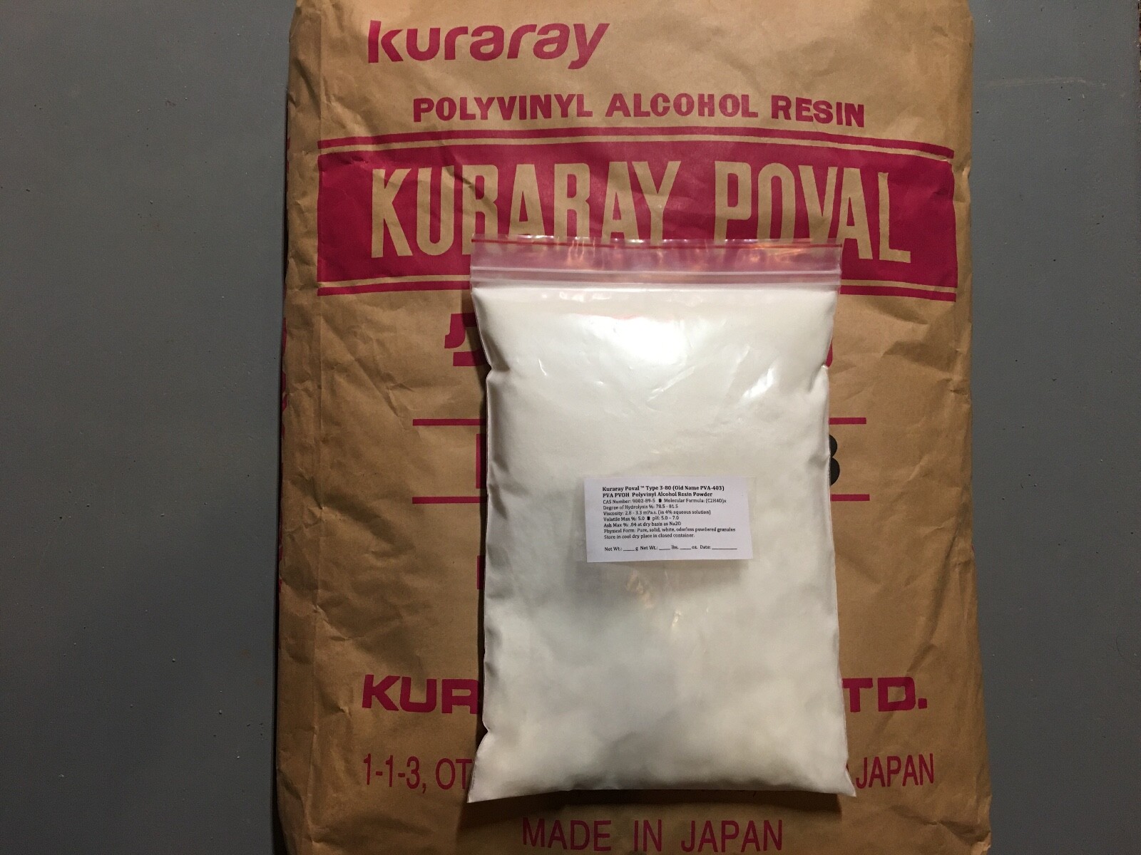 PVA Polyvinyl Alcohol 900g PVOH Kuraray Poval 3 80 Granules 9002 89 5 Pure Grade