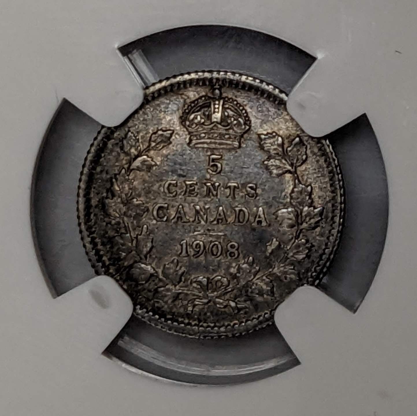 1908 Canada 5c Small 8 NGC AU 53